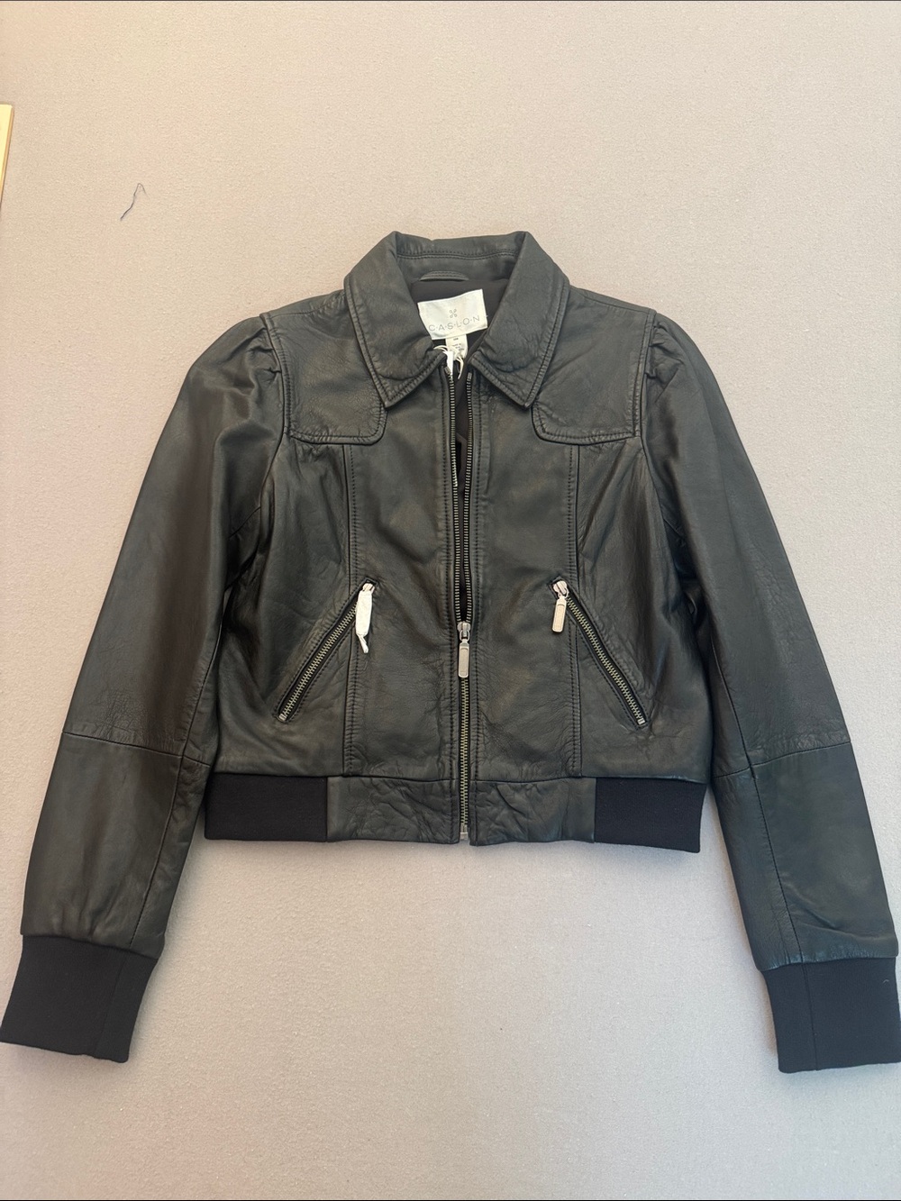 Caslon Black Women's Leather Jacket NWT